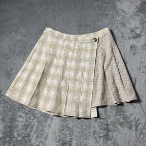 Anthropologie Beige Plaid Mini Skirt